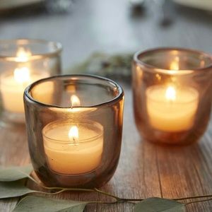 X S O L D X Hand Blown Clear Pink Votive